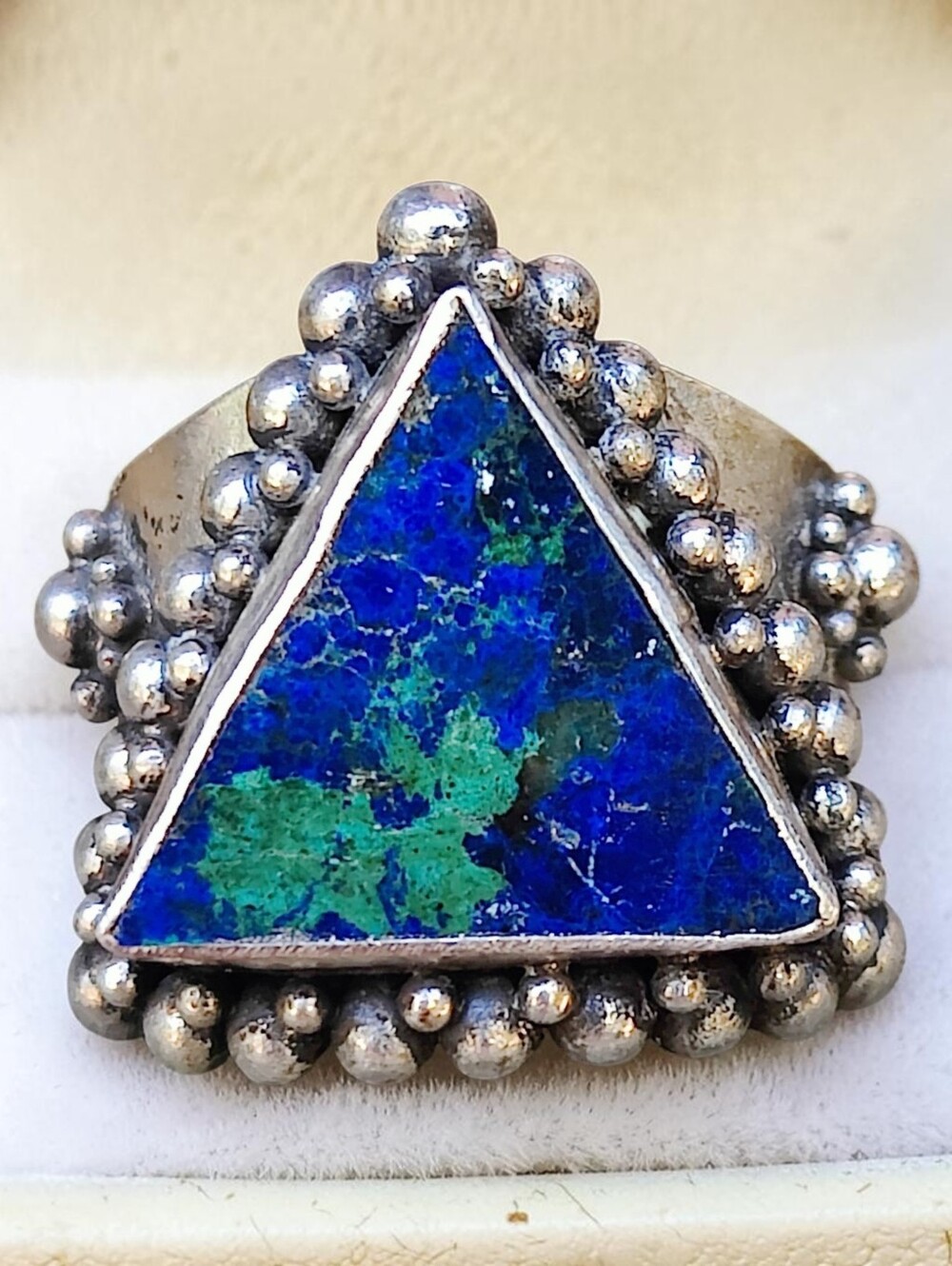 Vintage Sterling Silver Azurite Malachite Stone Ring